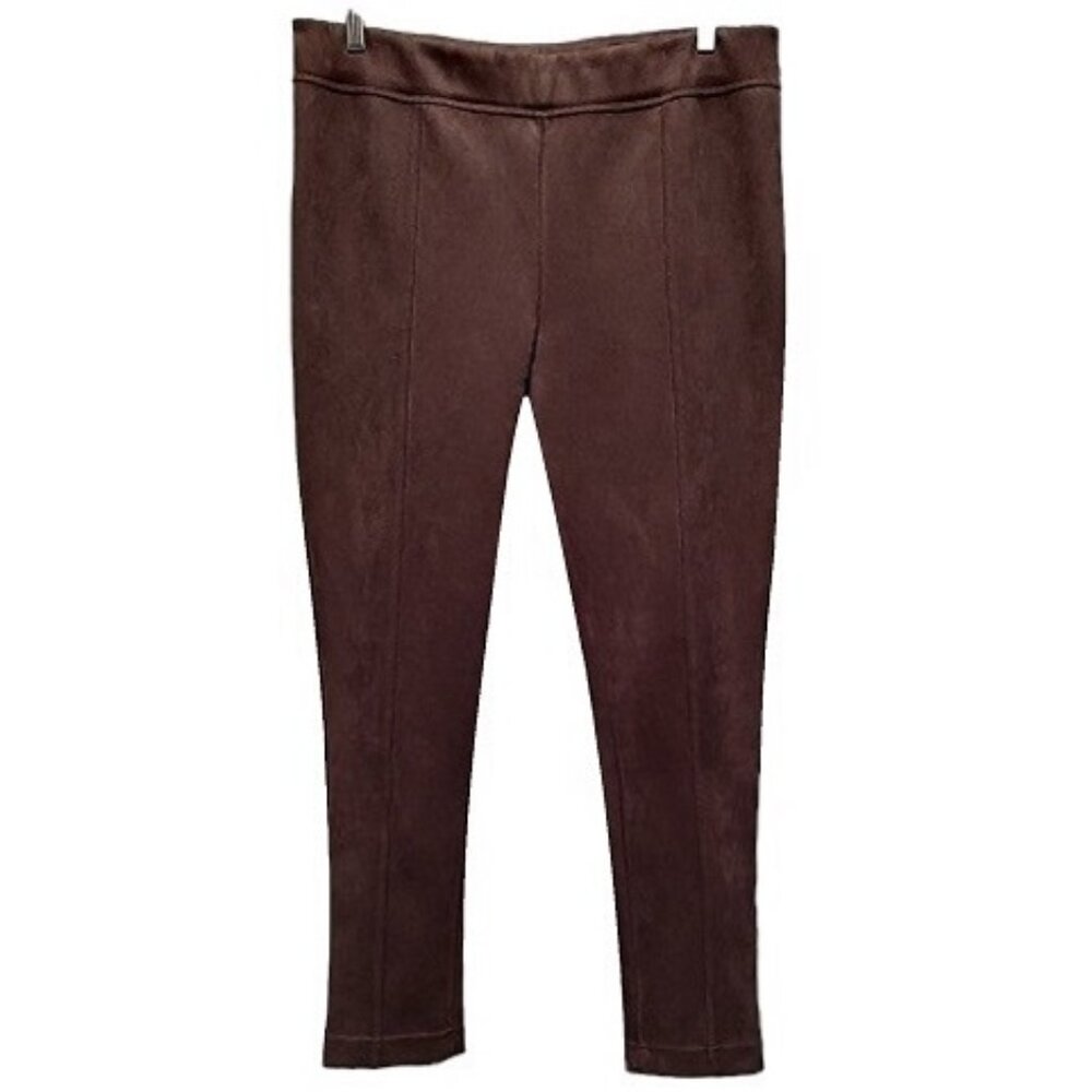 Andrew Marc Pull On Faux Suede High Rise Pants Brown Women's XLarge